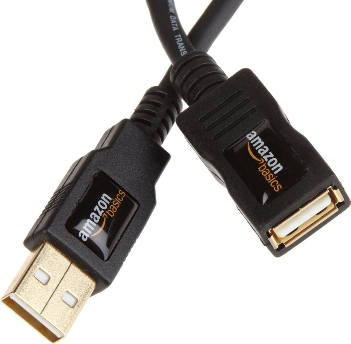 AmazonBasics USB 2.0 A, M/F, 2m 2m USB A USB A Mannelijk Vrouwelijk Zwart USB-kabel