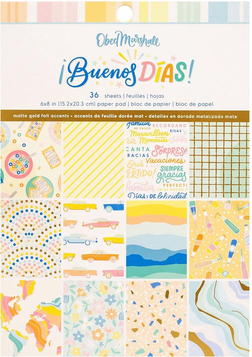 American Crafts - Paper pad - Buenos días - 15.2 x 20.3 cm - Gold foil - 36 sheets