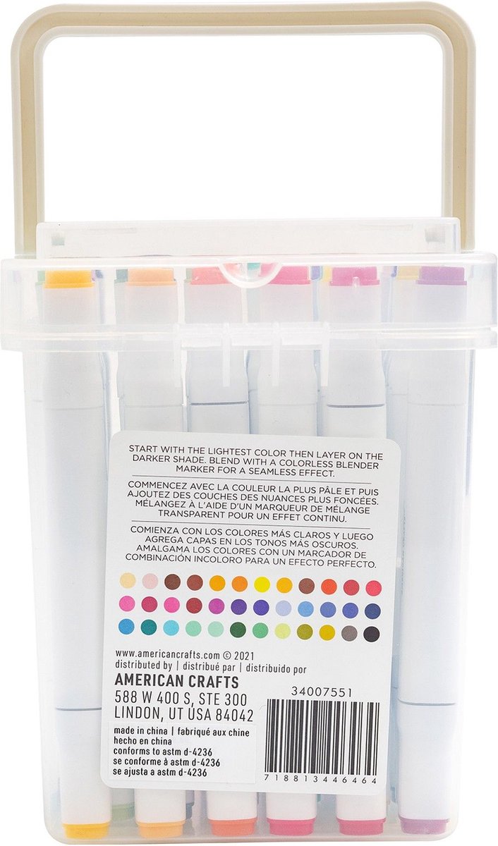 American Crafts Sketch Markers - Dubbele Punt - Value pack Doos - 36 stuks