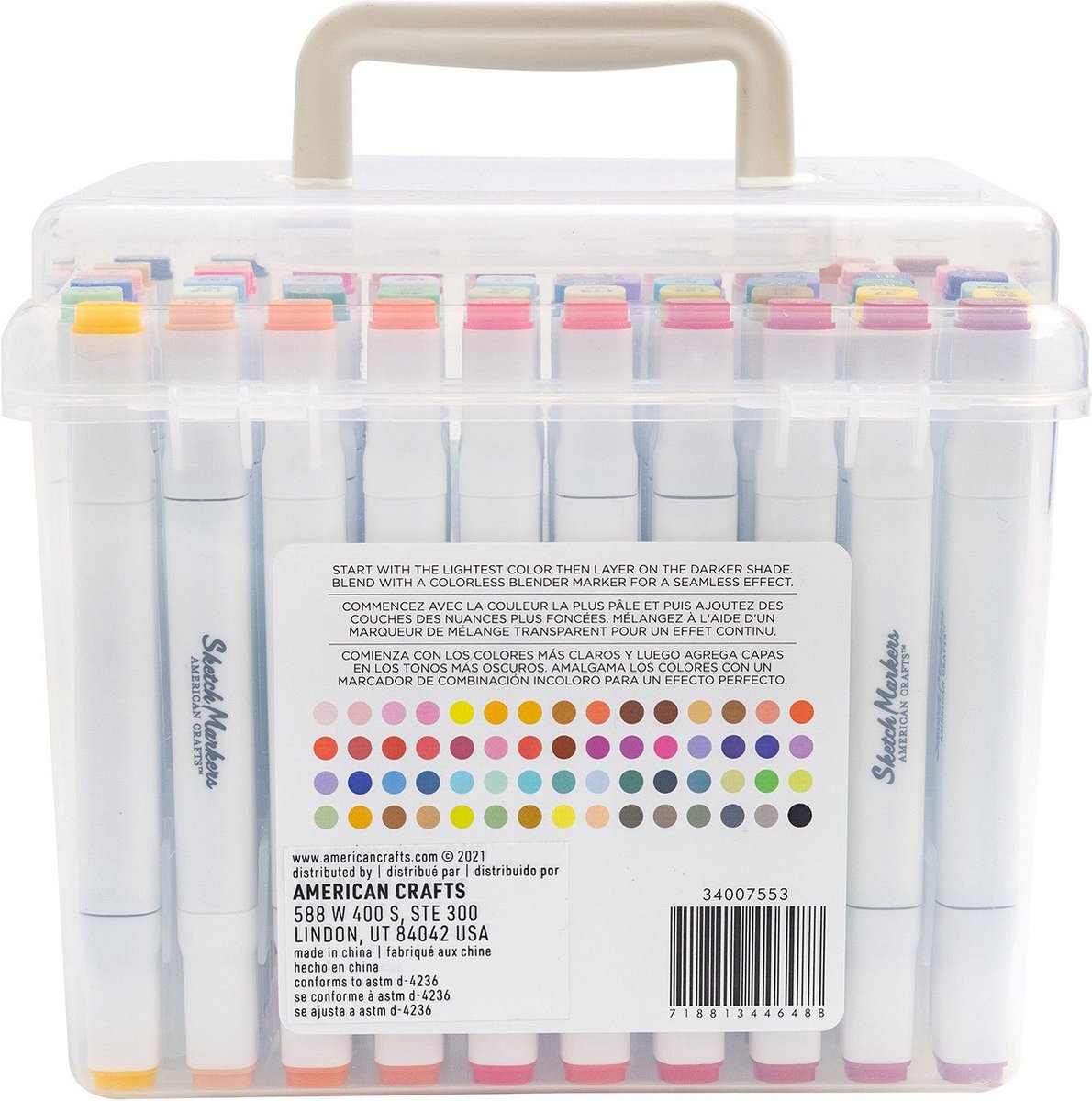 American Crafts Sketch Markers - Dubbele Punt - Value pack Doos - 60 stuks