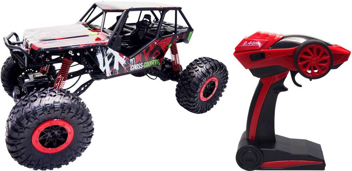 Amewi 22216 Crazy Crawler 1:10 RC modelauto voor beginners Elektro Crawler 4WD Incl. accu, oplader en batterijen voor d