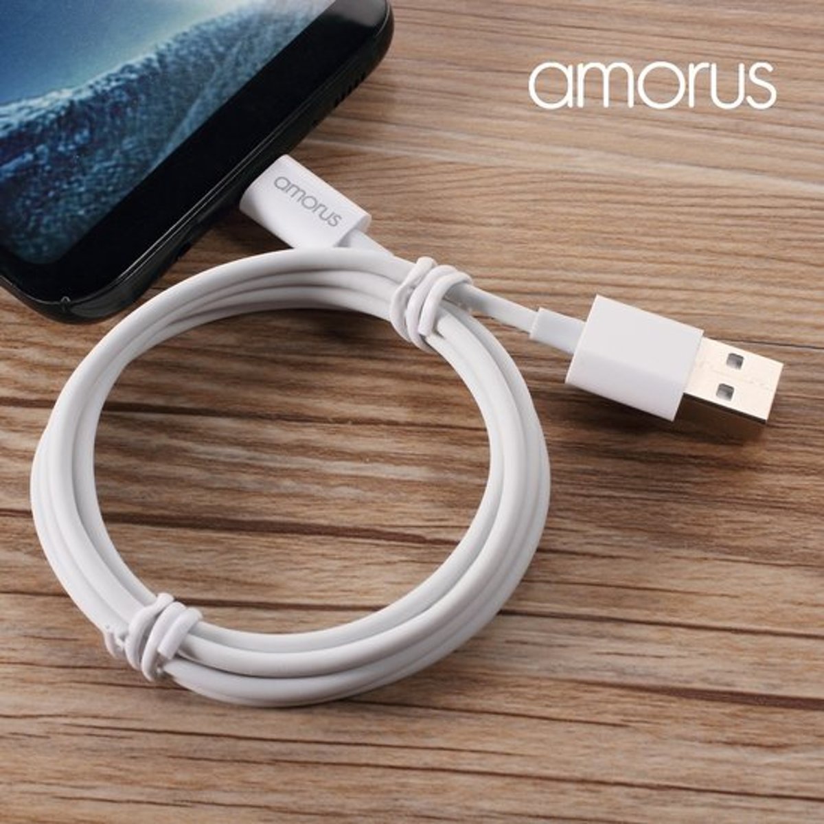 Amorus USB-C Kabel naar USB A Kabel o.a. voor iPad pro (2018), Samsung Galaxy e.d. - 1 meter - Wit