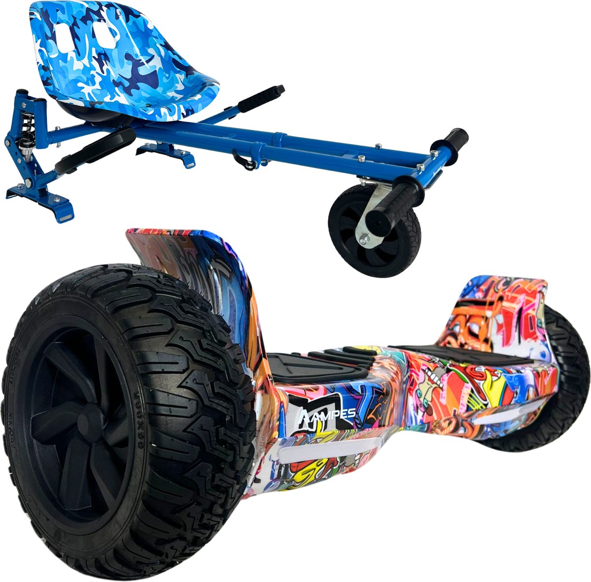 8,5 Off Road Hoverboard Graffiti + Hoverkart Vering Blauw