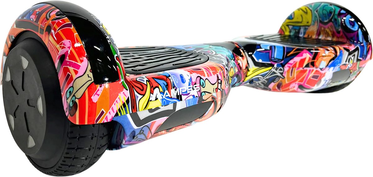 Ampes Hoverboard - Bluetooth Speaker - 24V 4.0 Ah Accu - Oxboard - 12 km/h - UL2272 Gecertificeerd - LED Verlichting - Anti lek banden - Belastbaar tot 120KG - 6.5 Inch - Inclusief Draagtas - 700W - Graffiti