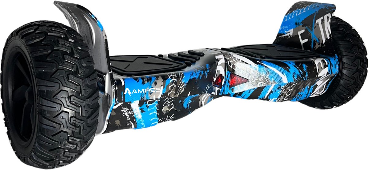 Ampes Hoverboard - Off Road Hoverboard - Bluetooth Speaker - 36V 4.0 Ah Accu - Oxboard - 15 km/h - UL2272 Gecertificeerd - LED Verlichting - Anti lek banden - Belastbaar tot 120KG - 8.5 Inch - Inclusief Draagtas - 800W - Graffiti Blauw
