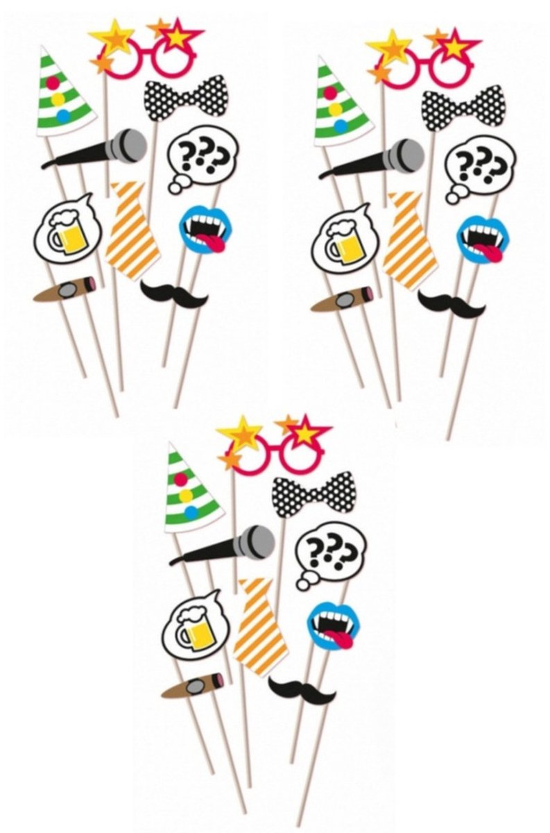 Foto props voor een verjaardag - setje van 30x stuks - selfies maken - Photo boot accessoires