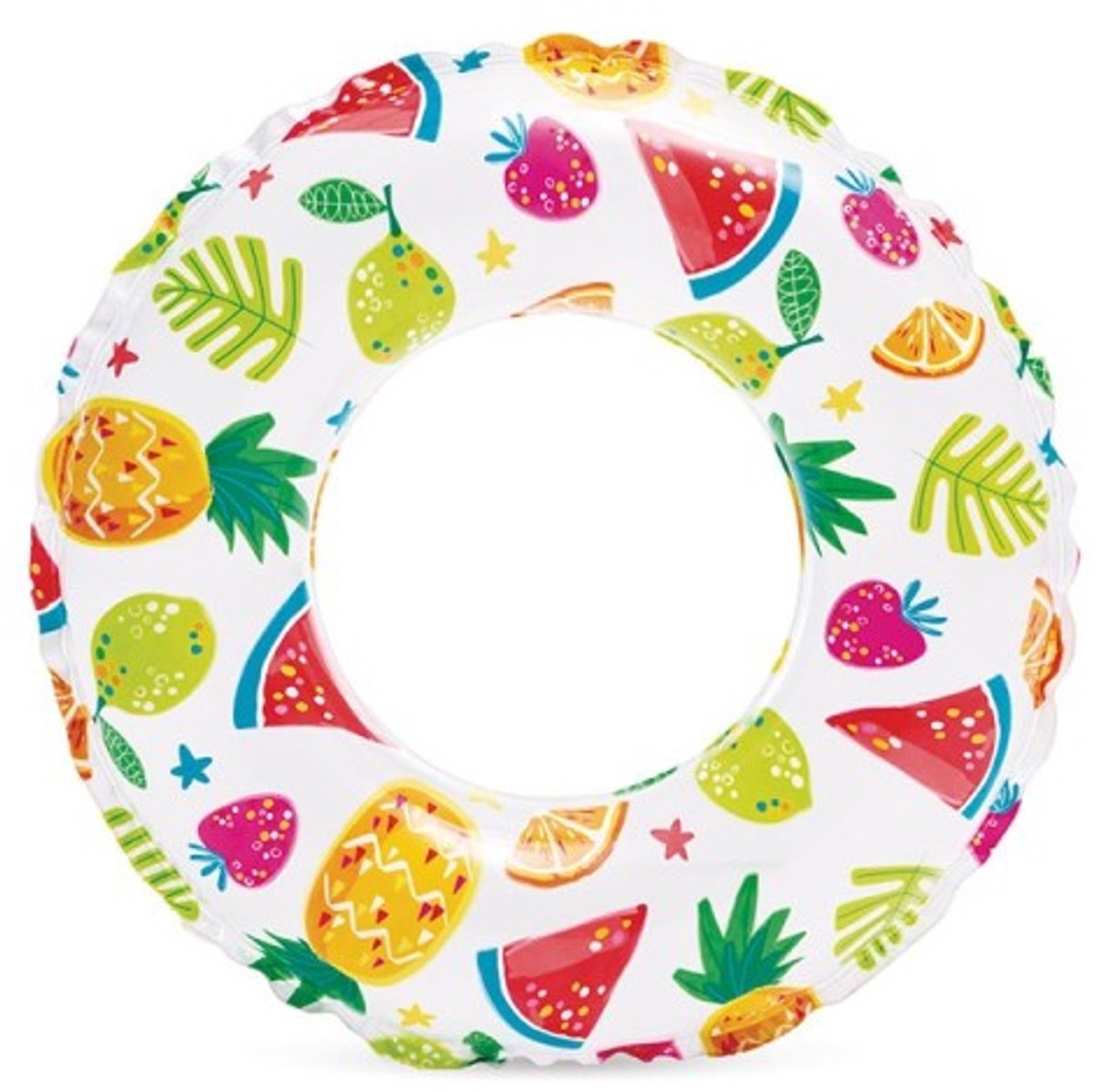 Opblaasbare zwemband met Tropisch Motief - Multicolor - Kunststof - Ø 61 cm - Zwemring - Tropical - Kids - Hoge kwaliteit - Watermeloen - Aardbei - Sinaasappel