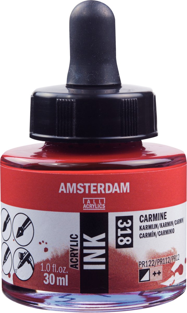 Amsterdam Acrylic Ink Fles 30 ml Karmijn 318