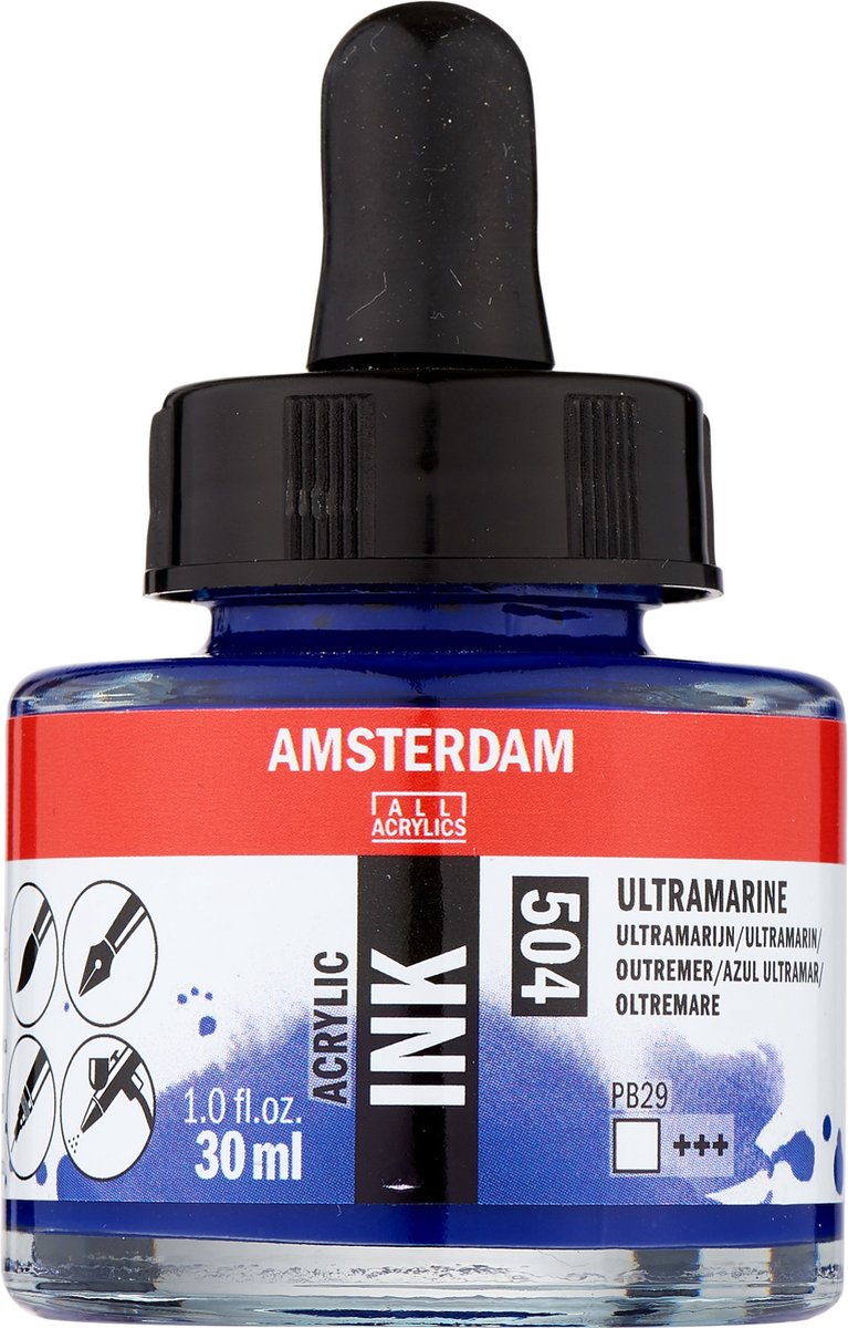 Amsterdam Acrylic Ink Fles 30 ml Ultramarijn 504