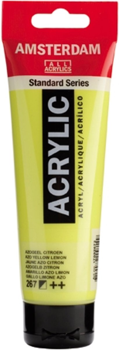 Standard tube 120 ml Azo geel citroen halfdekkende acrylverf