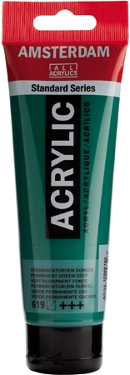 Standard tube 120 ml Permanentgroen donker halftransparante acrylverf permanent groen donker