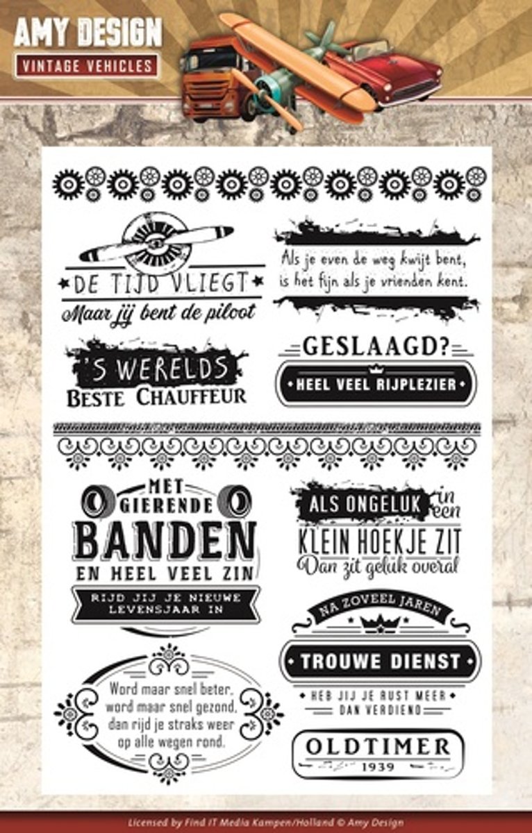 Stempel - Amy Design - Vintage Vehicles - Tekst