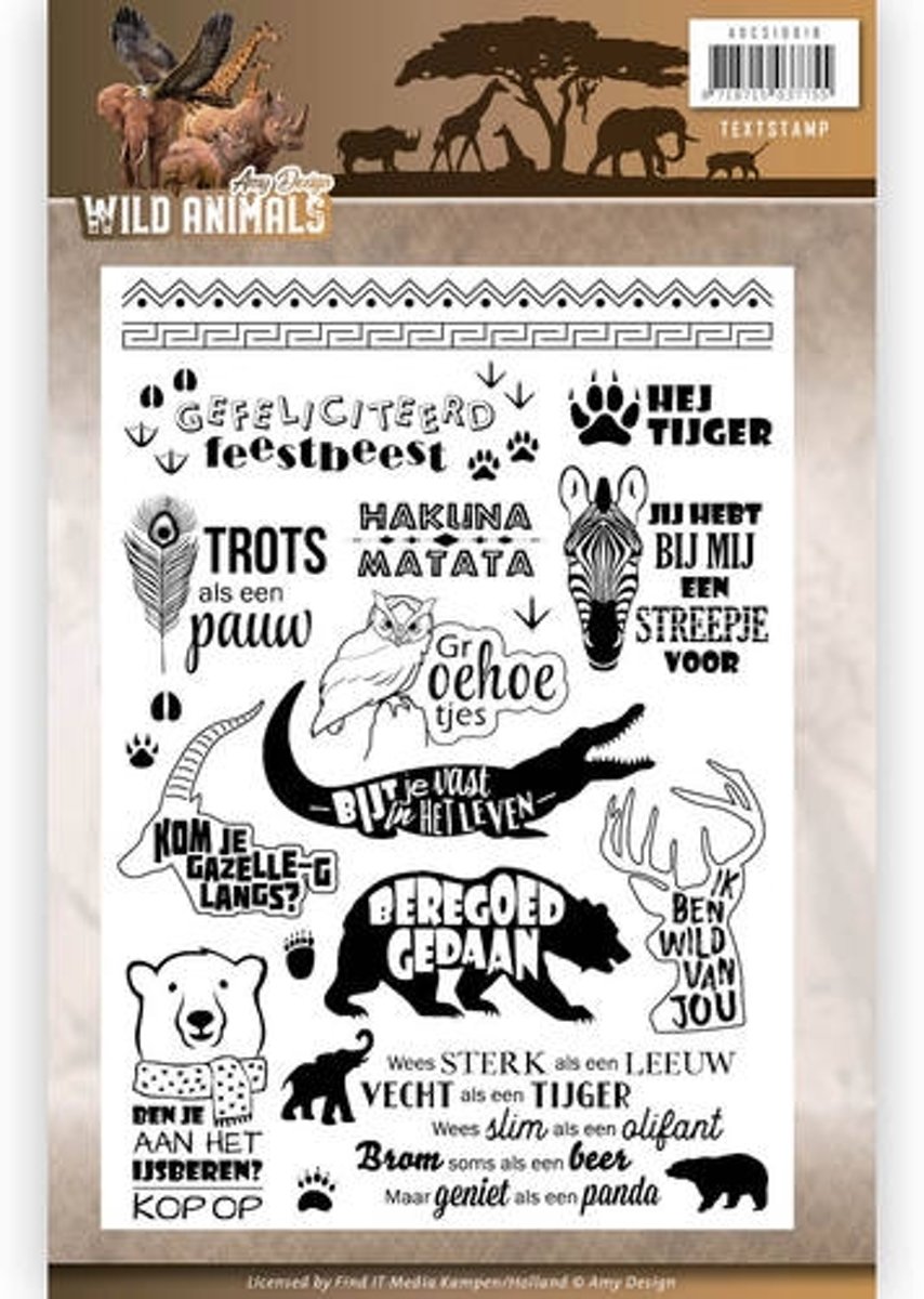 Stempel - Amy Design - Wild Animals - Tekst