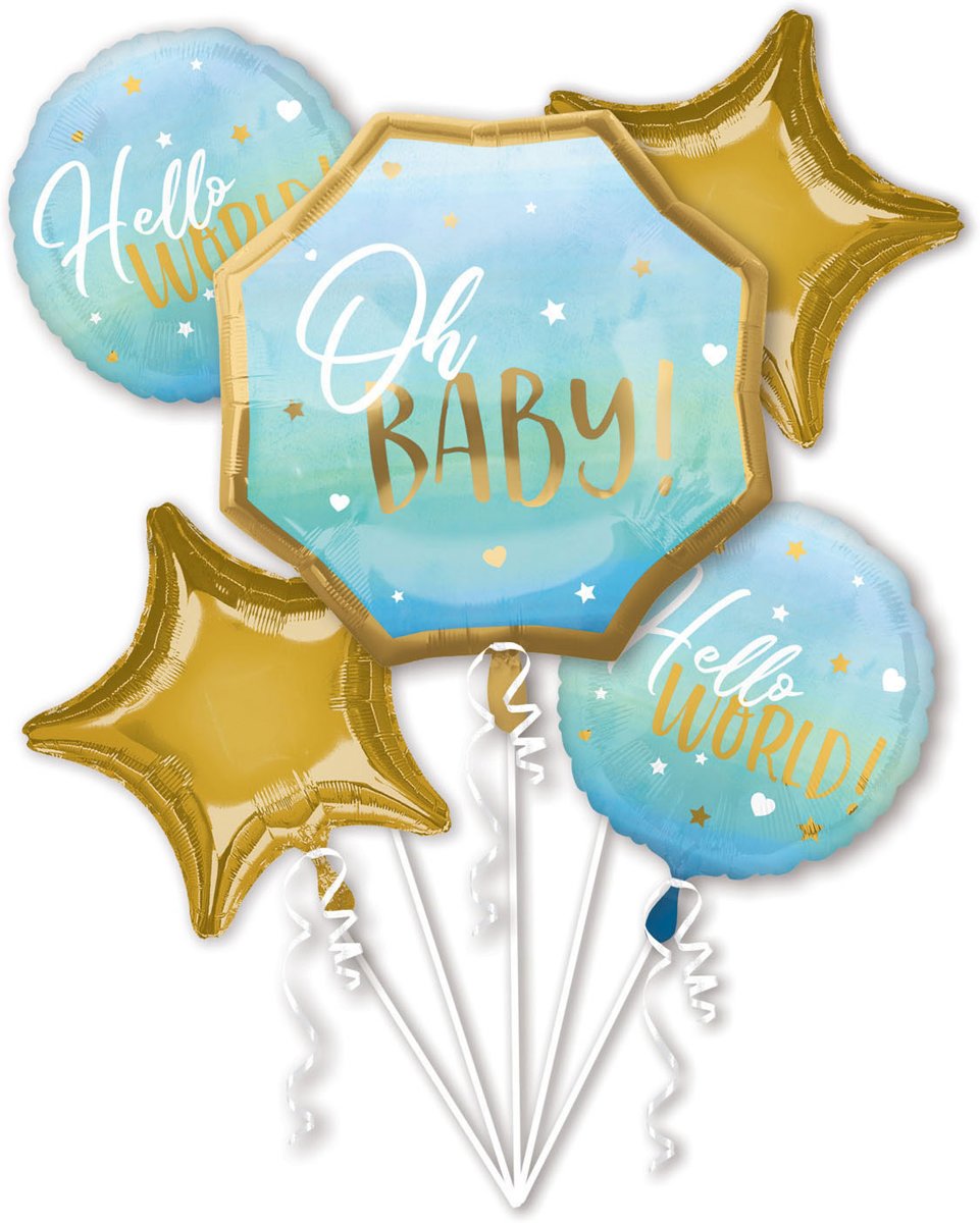 Bouquet Blue Baby Boy Foil Balloon P75 Packaged