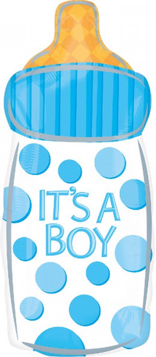 Geboorte Ballon Jongen - Its A Boy - Aluminum ballon - Folieballon Baby Bottle Boy 25 X 58 cm Blauw