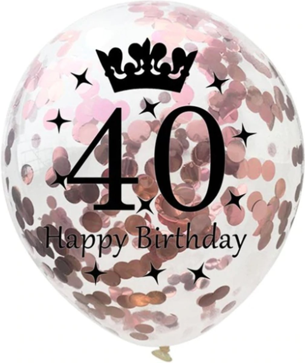 40 Jaar Ballonnen set - Confetti - 5 stuks - Metallic Rose - Balonnen - 30cm