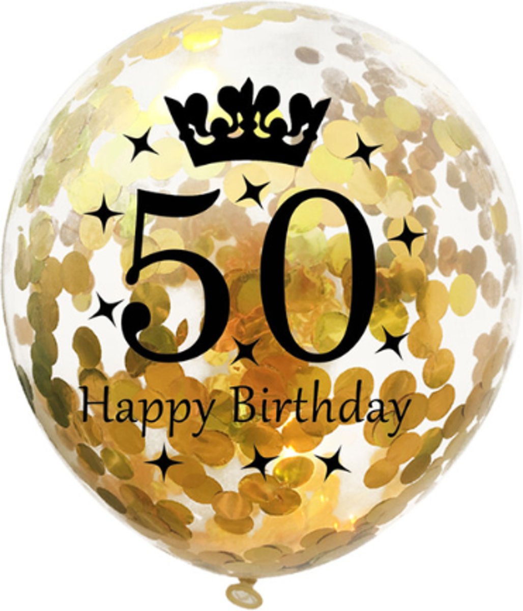 50 jaar - Ballonnen Set - Confetti - 5 stuks - Goud - Balonnen - 30cm