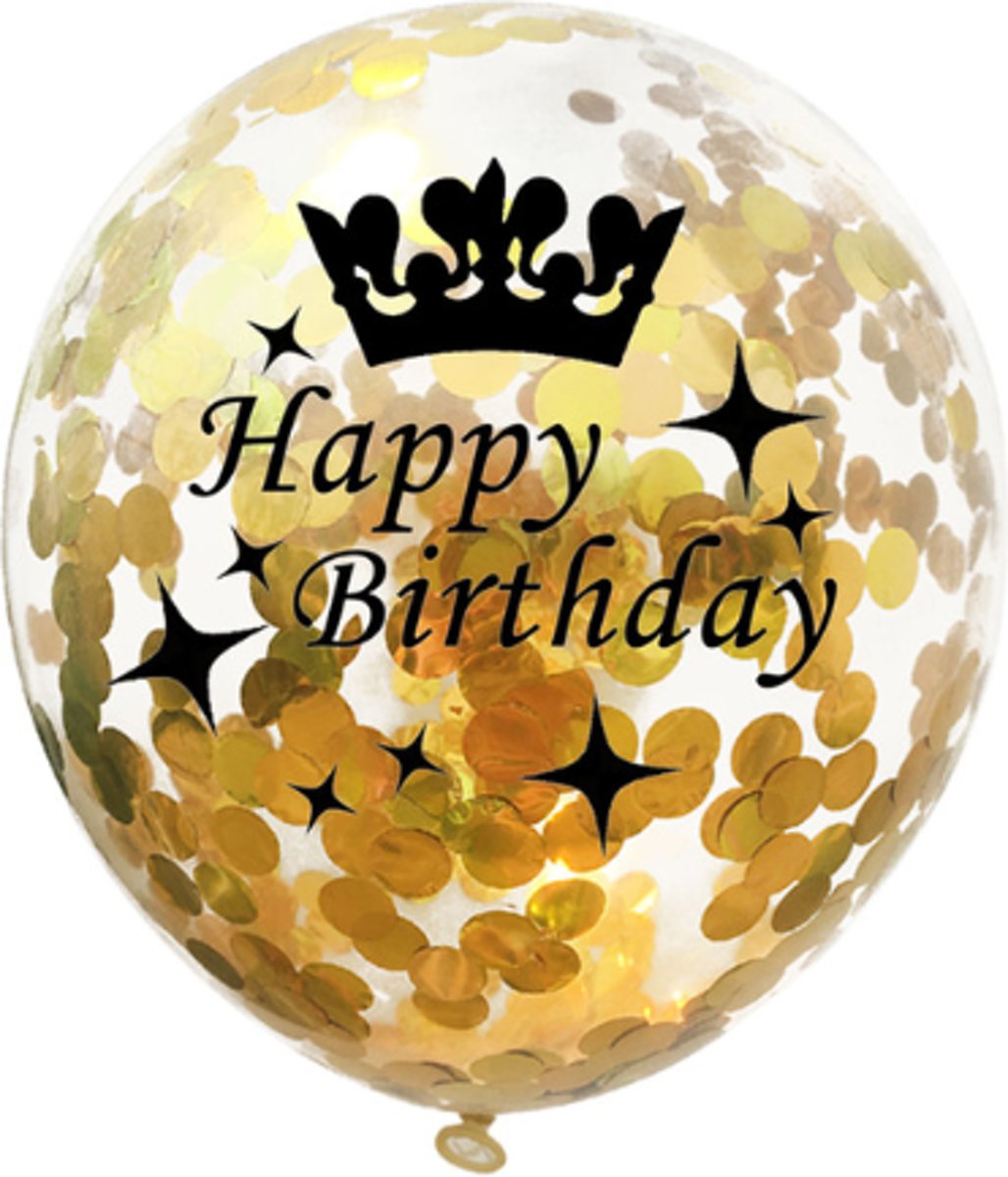 Happy Birthday - Ballonnen Set - Confetti - 5 stuks - Goud - Balonnen - 30cm