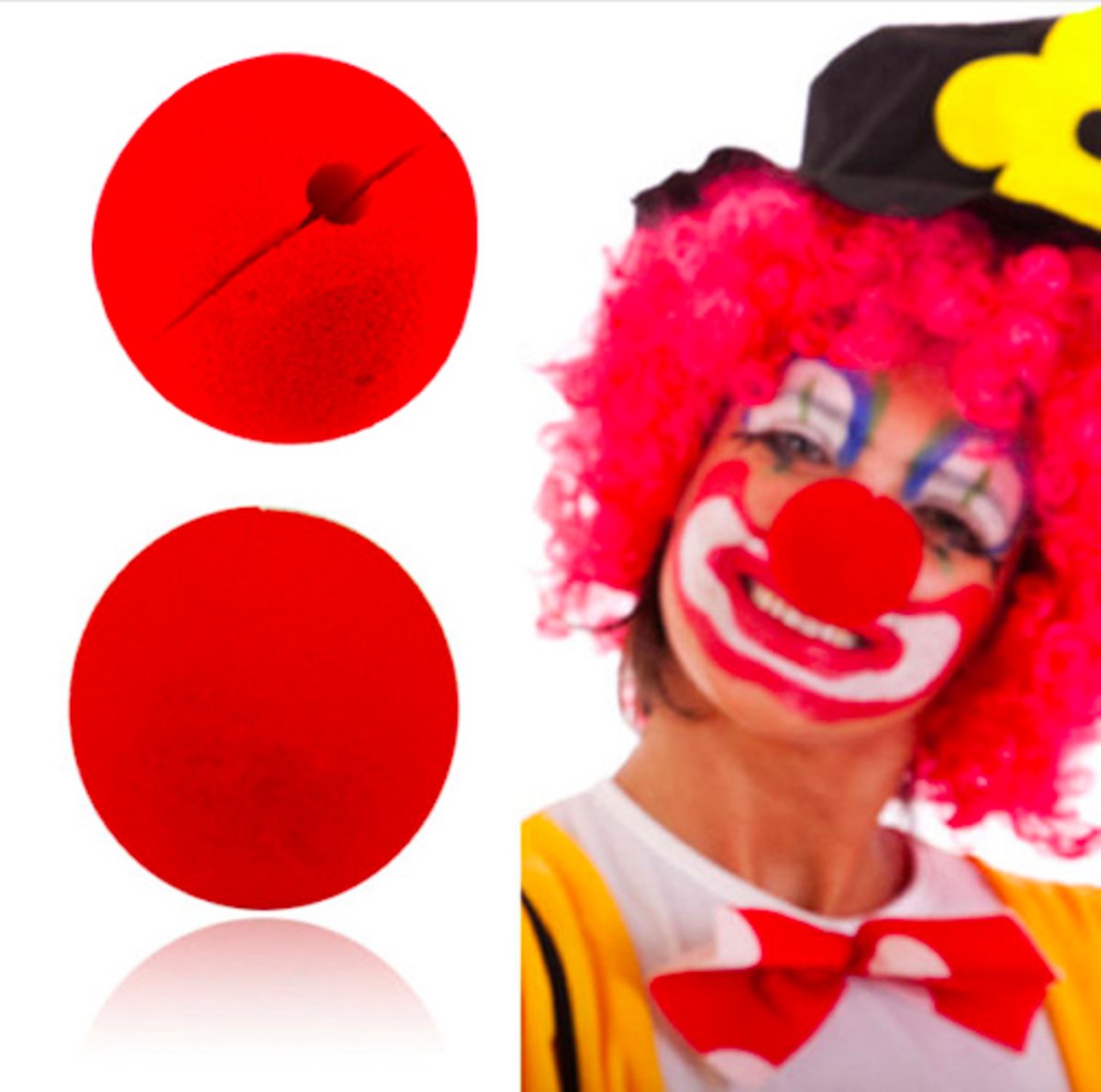 Rode Clowns neus Set 10 Stuks - Schuim neus - Zonder Elastiek