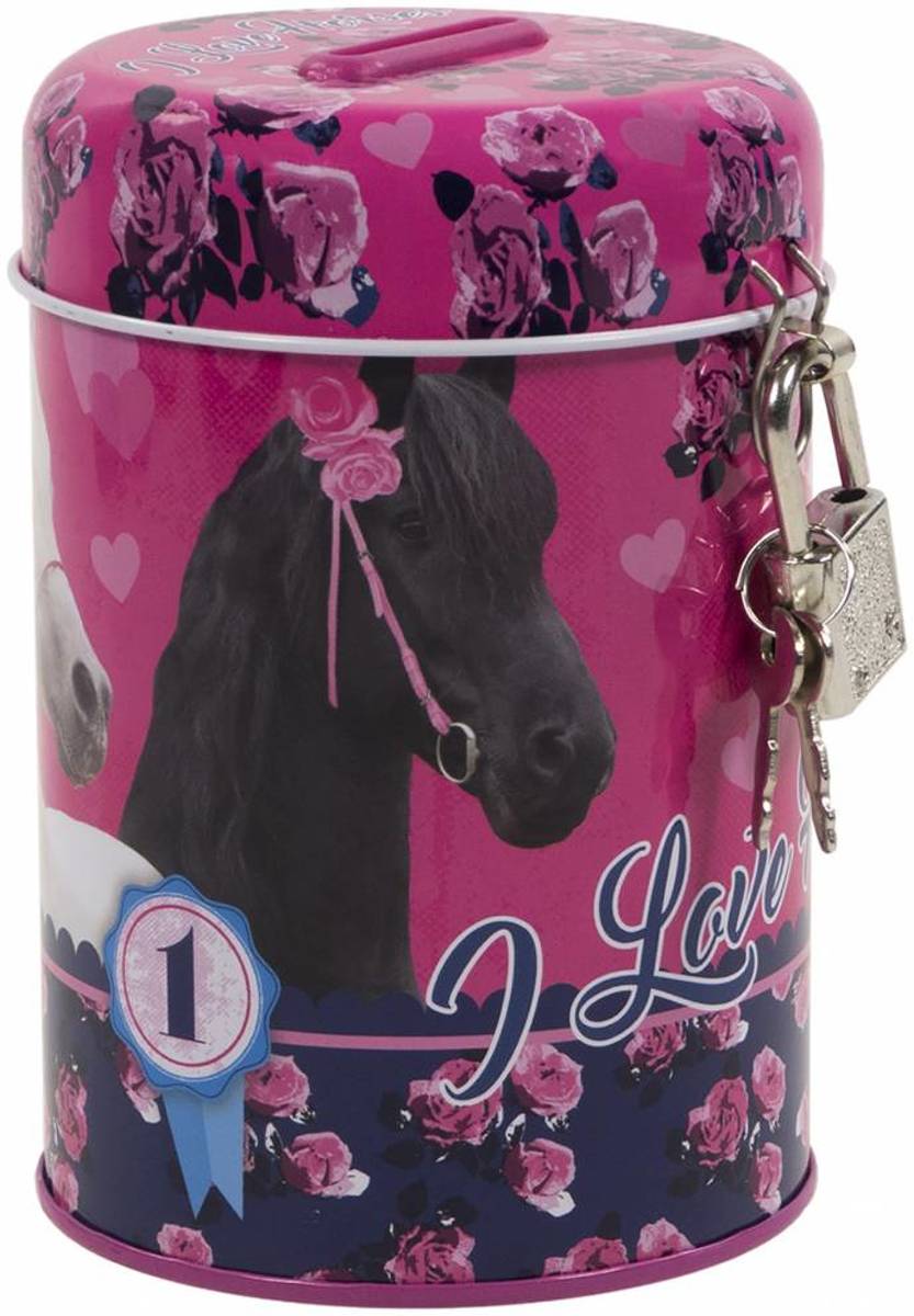 Animal Pictures I love horses - Spaarpot - 11,5 cm - Roze