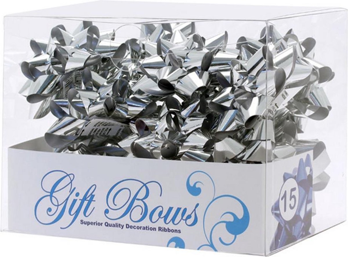 Apac Metalen Galaxy Gift Bows - 15 Pack (Zilver)