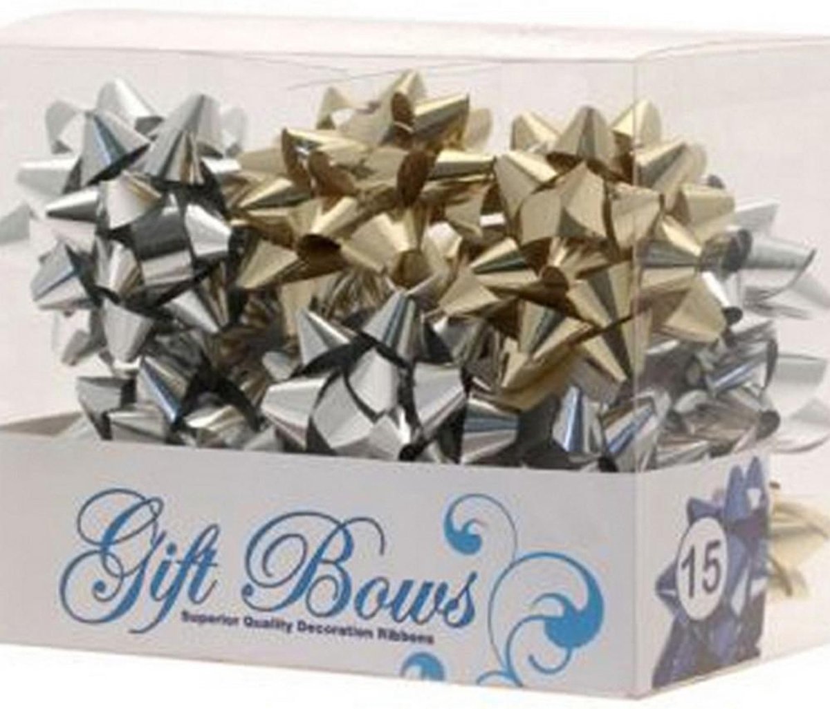 Apac Metalen Galaxy Gift Bows - 15 Pack (Zilver/Goud)