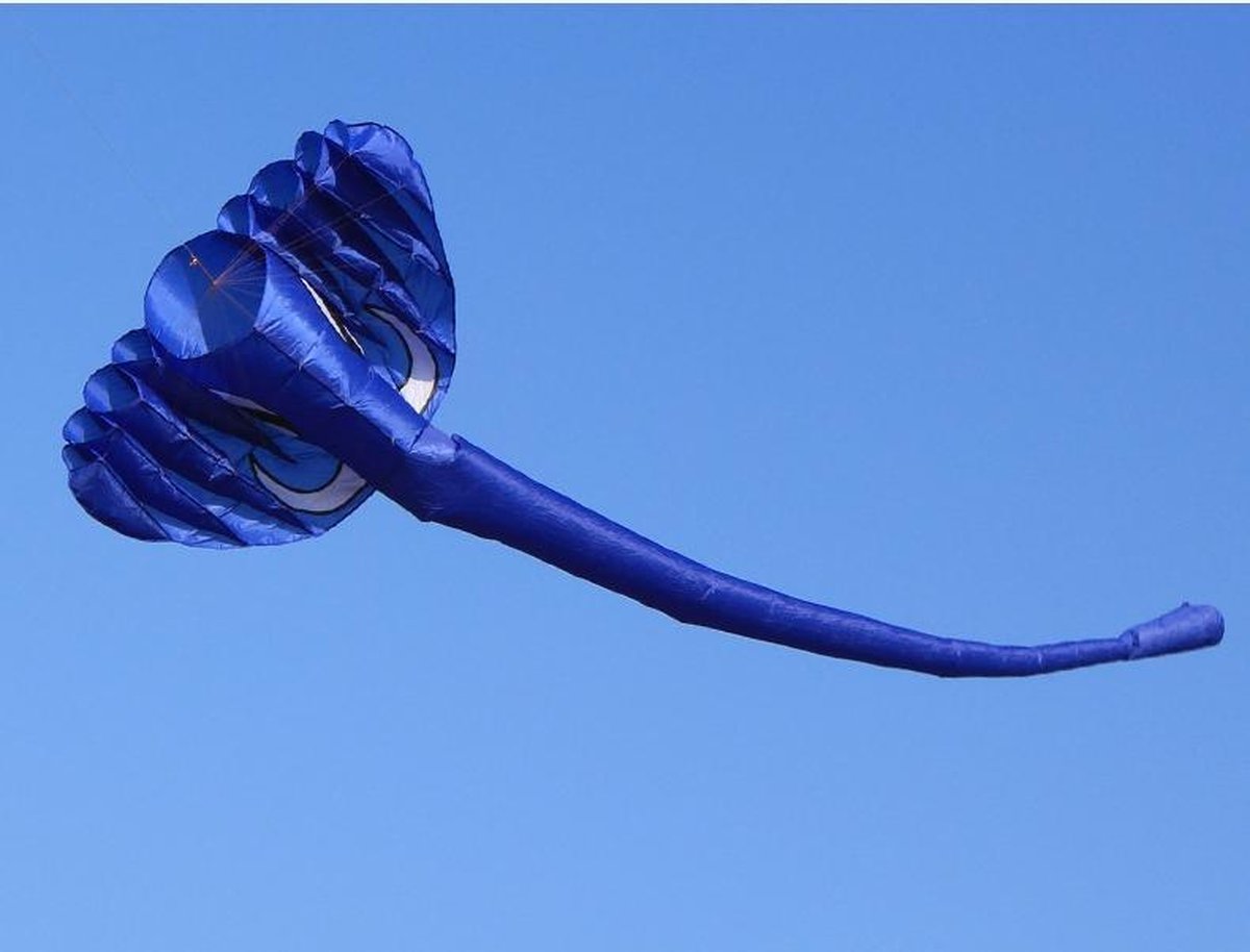 Apeirom Vlieger The big blue Elephant 3D maat 2 meter breed en 3.80 meter hoog. Feel the wind!