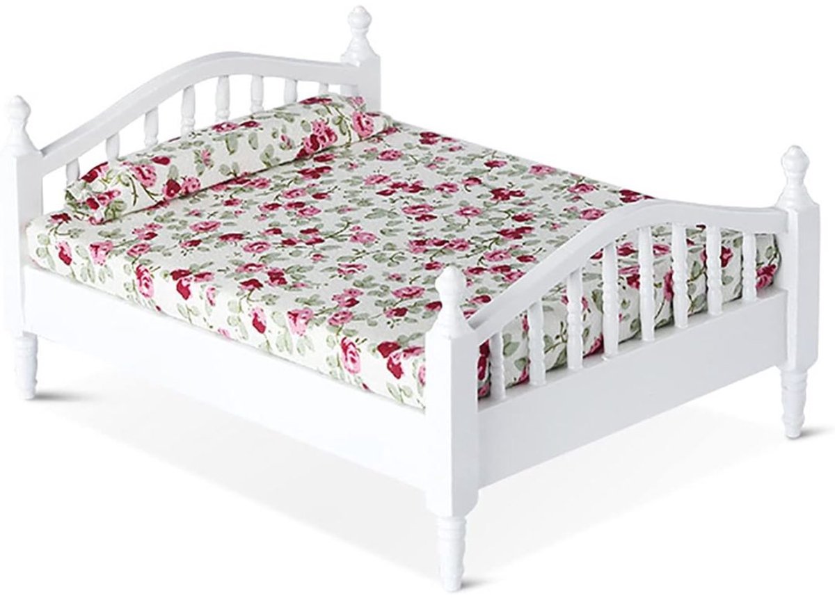   Luxe Poppenbed - Poppenbedje Hout - Poppenhuis Meubels - Wit