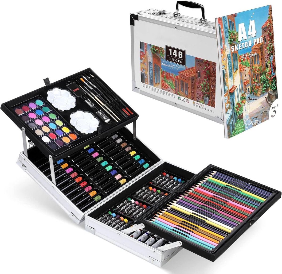   Tekenkoffer Kinderen - Tekendoos - Kleurpotloden - Stiften - Veelkleurig