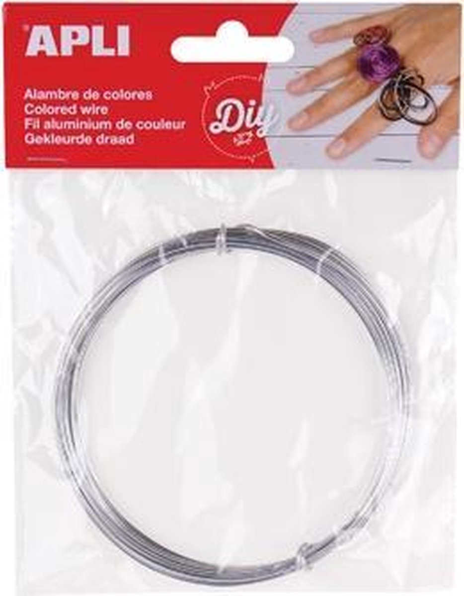 Apli Kids aluminium draad metallic 5 m zilver op blister