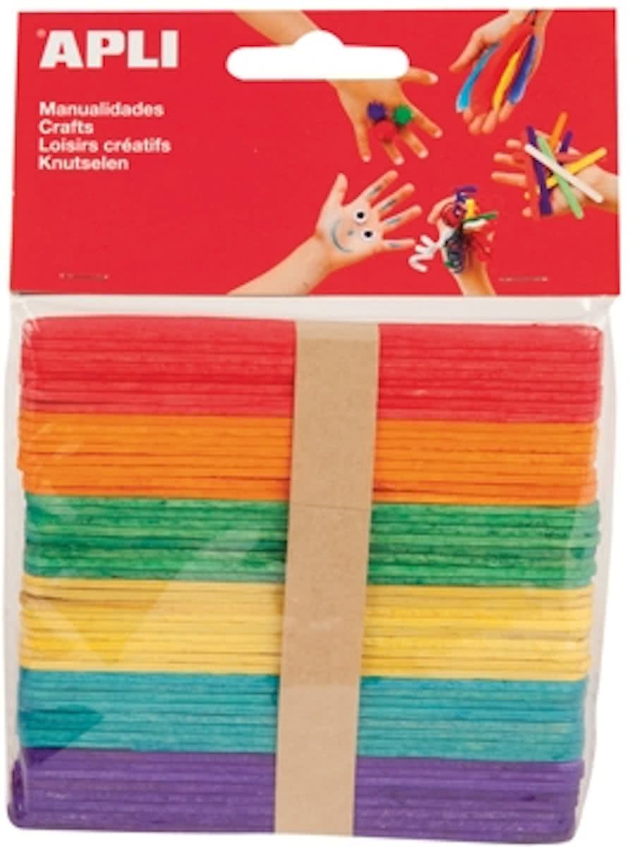 Apli Kids gekleurde houten sticks, pak van 50 stuks ass