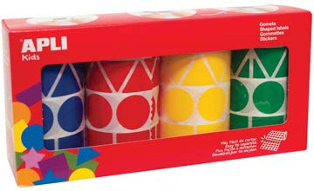 Apli Stickers rood geel groen en blauw