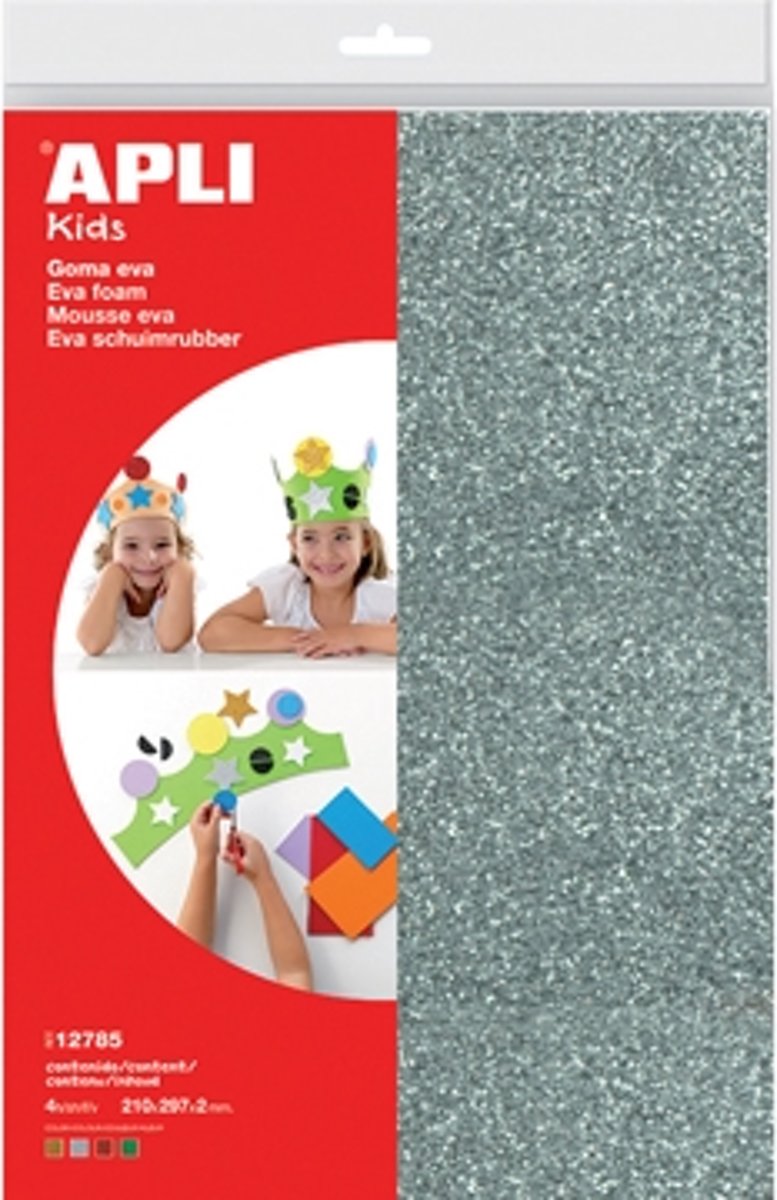 Apli schuimrubber glitter assortiment A4 4 blad