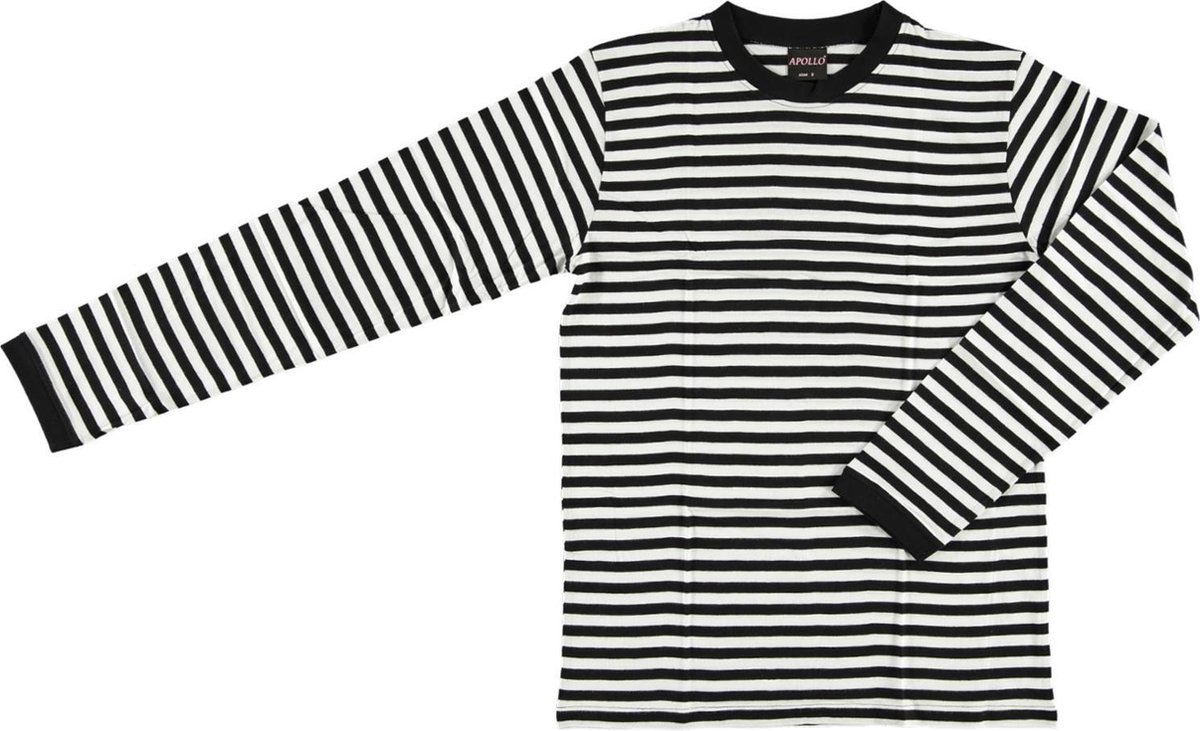 Apollo Verkleedshirt Stripes Dames Longsleeve Katoen Zwart/wit Mt L