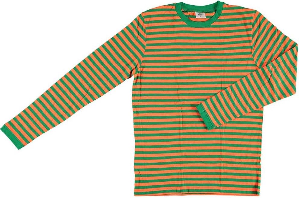 Apollo Verkleedshirt Stripes Heren Katoen Oranje/groen Maat Xxl