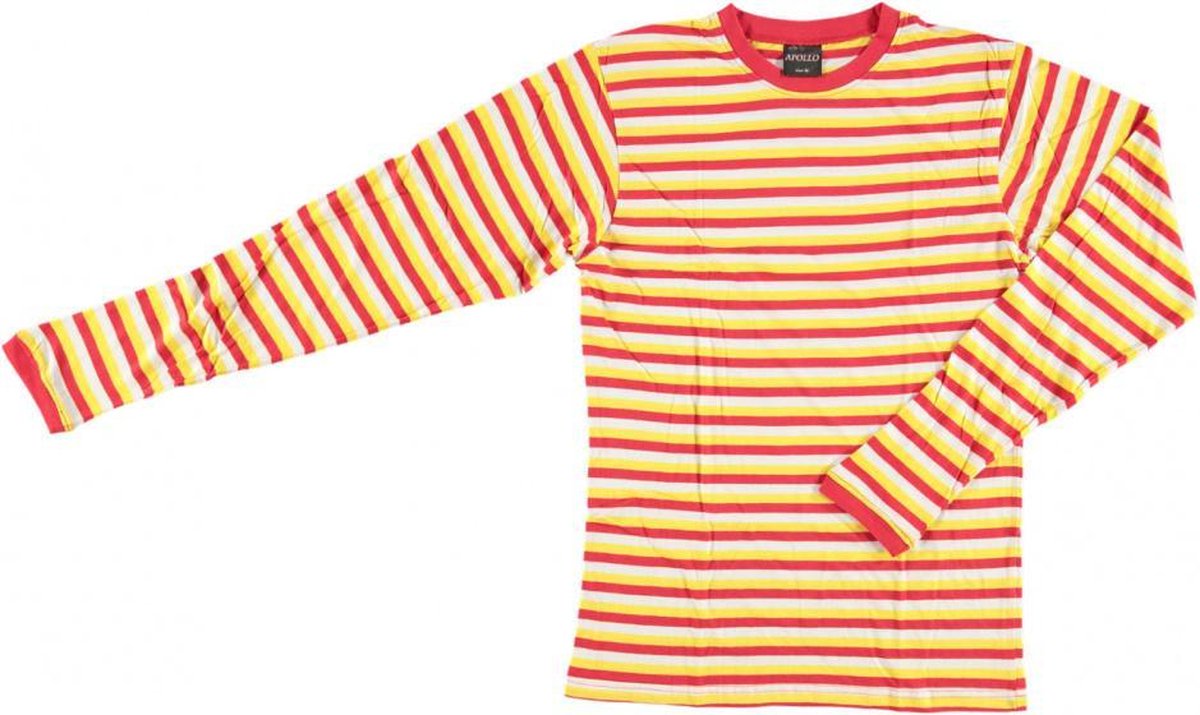 Apollo Verkleedshirt Stripes Junior Katoen Rood/wit/geel Mt 128/140