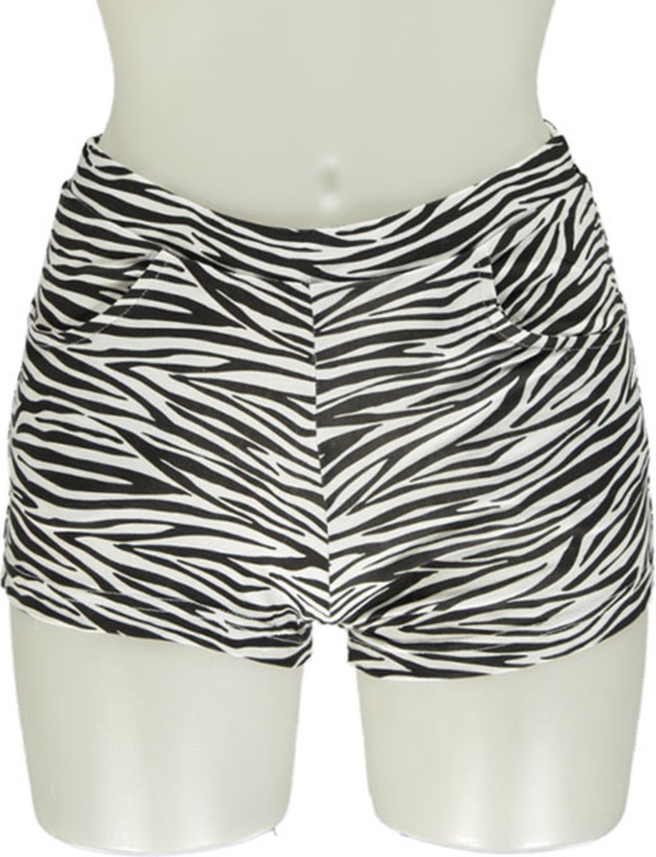 Dames hotpants met print - hotpants carnaval zebra design l/xl