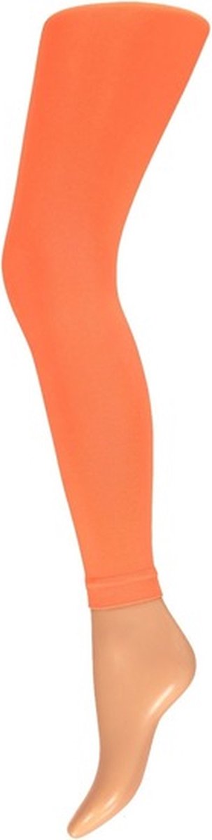 Dames party leggings fluorescerend oranje 60 denier - Verkleedlegging basic neon oranje S/M