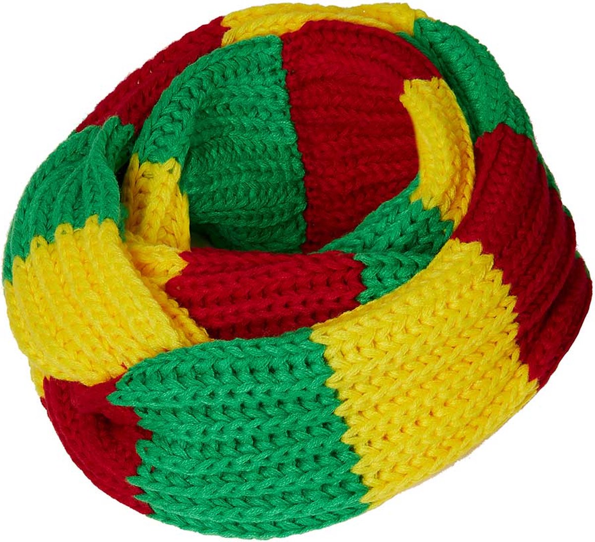 Feest snood gebreid - Carnaval snood - Rood-geel-groen - one size - Colsjaal - Carnaval accessoires - Party - Apollo