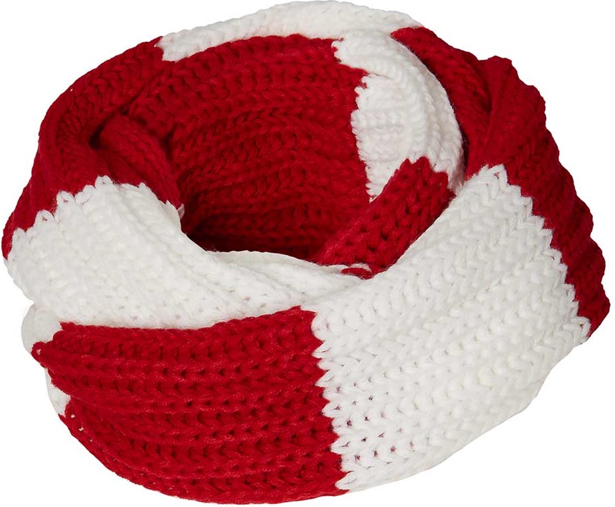 Feest snood gebreid - Carnaval snood - Rood-wit - one size - Colsjaal - Carnaval accessoires - Party - Apollo