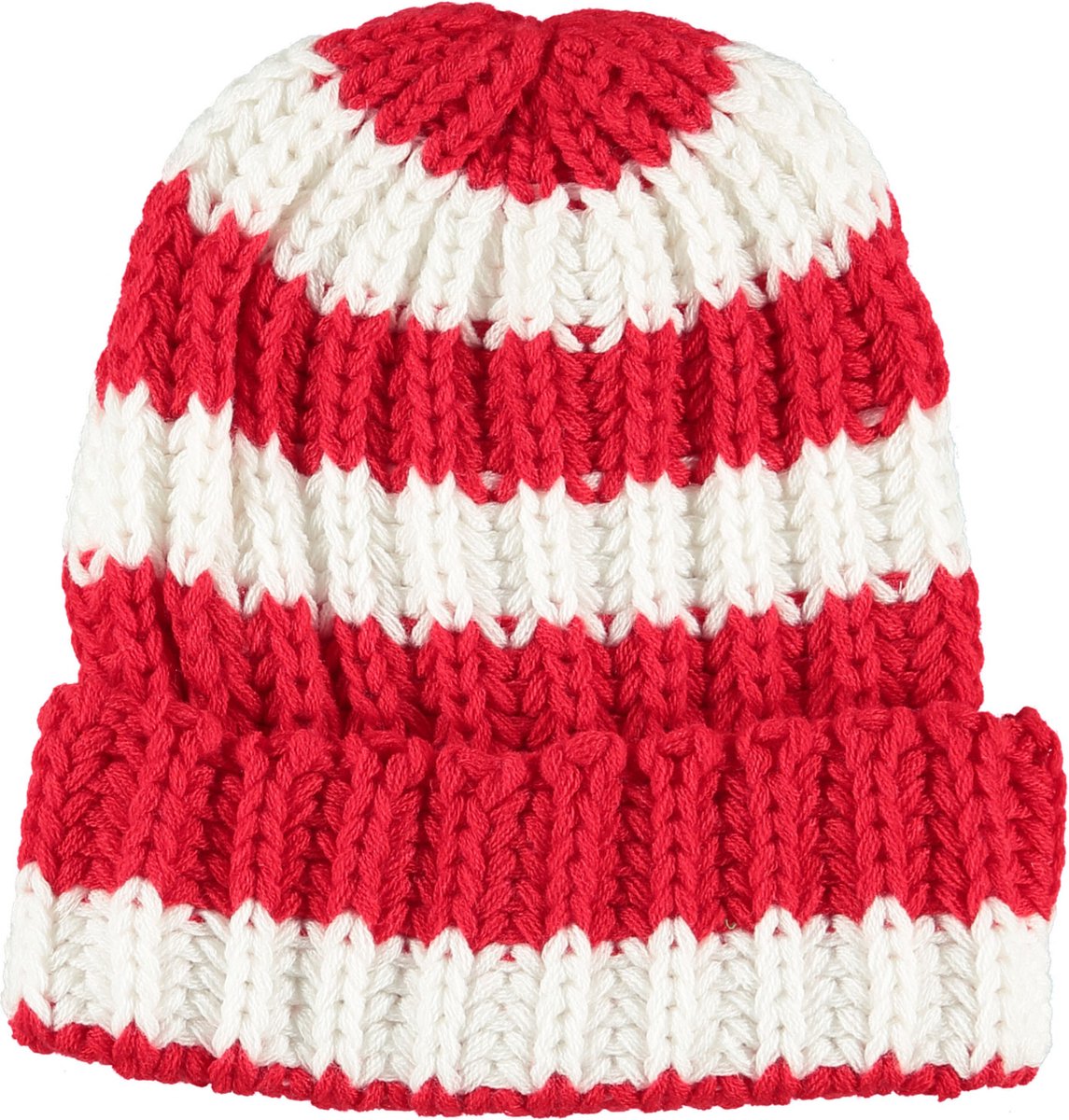 Feestmuts gebreid - Warme feestmuts - Rood-wit - one size - Carnaval - Carnaval accessoires - Party - Apollo