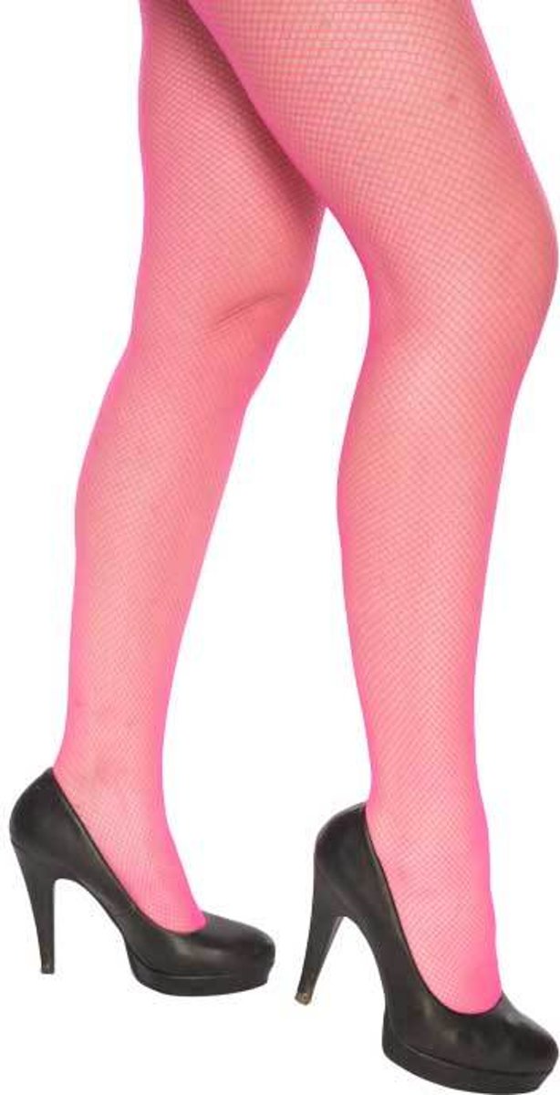 Netpanty fluor roze fijn maat L/XL