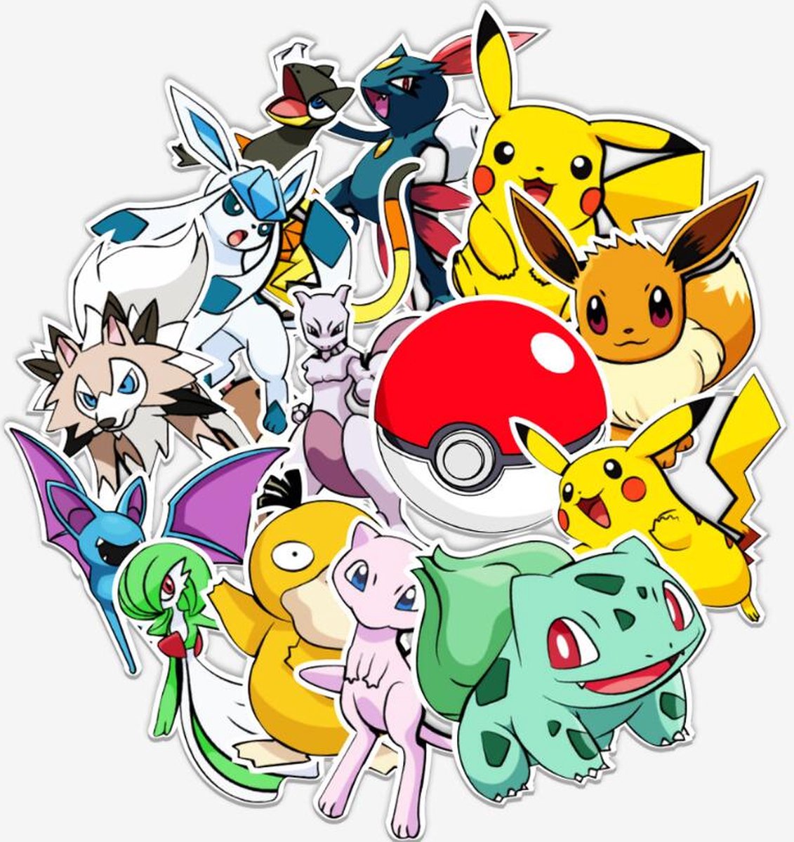 Pokémon 50 Stuks Pokémon waterdichte vinylstickers voor kinderen, meisjes, waterflessen, laptop, duidelijke afdrukstickers