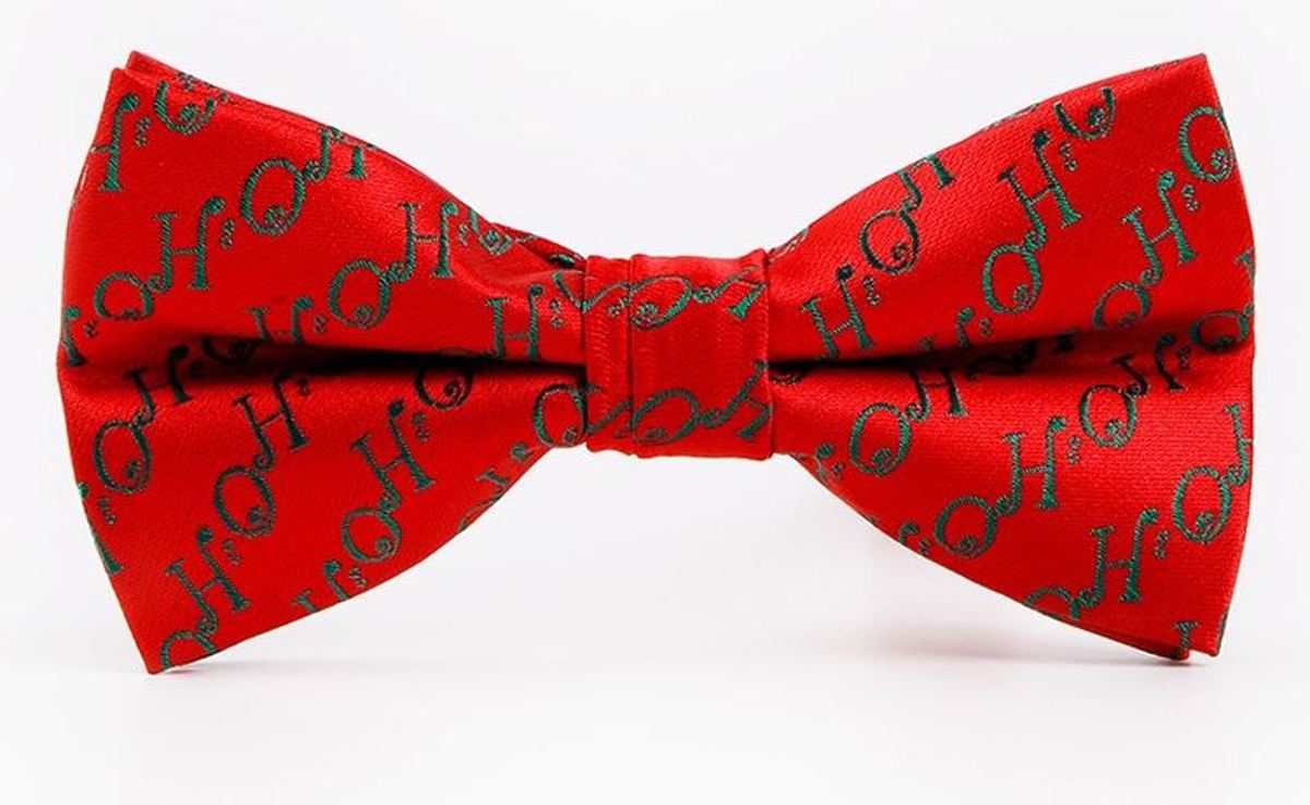 Kerst Vlinderdas Strik - Kerstmis Vlinderstrik - Kerstdiner Bowtie - Feestelijk Vlinderstrikje - Casual Bow Tie - Metalen sluiting - Ho Ho Ho