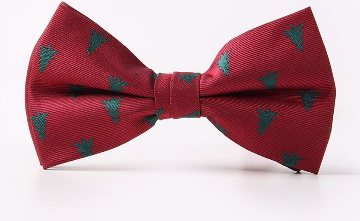 Kerst Vlinderdas Strik - Kerstmis Vlinderstrik - Kerstdiner Bowtie - Feestelijk Vlinderstrikje - Casual Bow Tie - Metalen sluiting - Kerstboom Rood