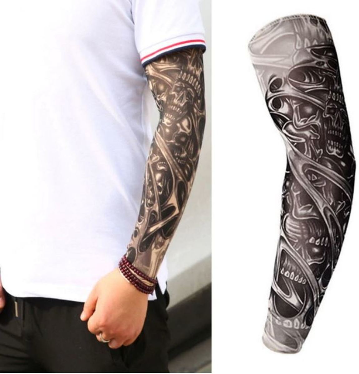 Tattoo Sleeve - Kleurrijke Mouw Tattoo - Kous Tatoeage - Tijdelijke Arm Tatoeage - Festival Tatoe - 1 stuks Skulls