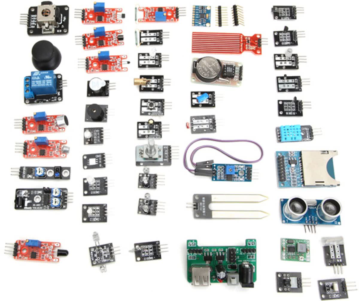 45-Delige Arduino Raspberry UNO R3 / MEGA / NANO Compatible Sensor Module Starters Set - Genuino Starter Kit - Inclusief Handleiding