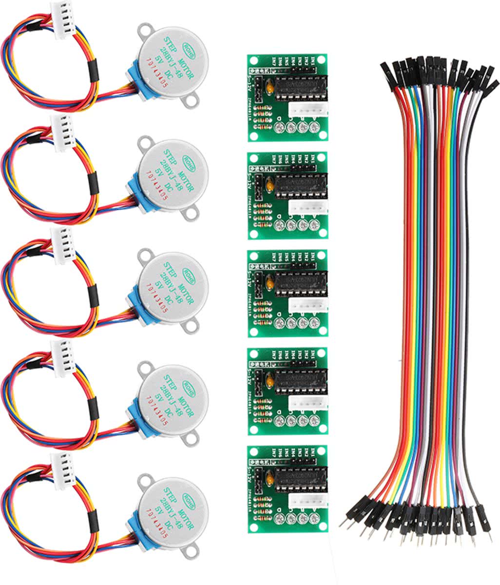 Arduino Geschikte 5V Stepper Motor Set - ULN2003 Driver Board en Dupont Kabels Inbegrepen