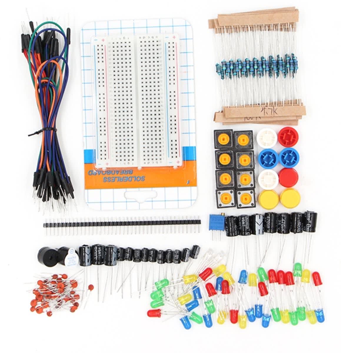 Arduino Geschikte Componenten Starters Set - Weerstanden / Condensator / LEDS / Mini Breadboard