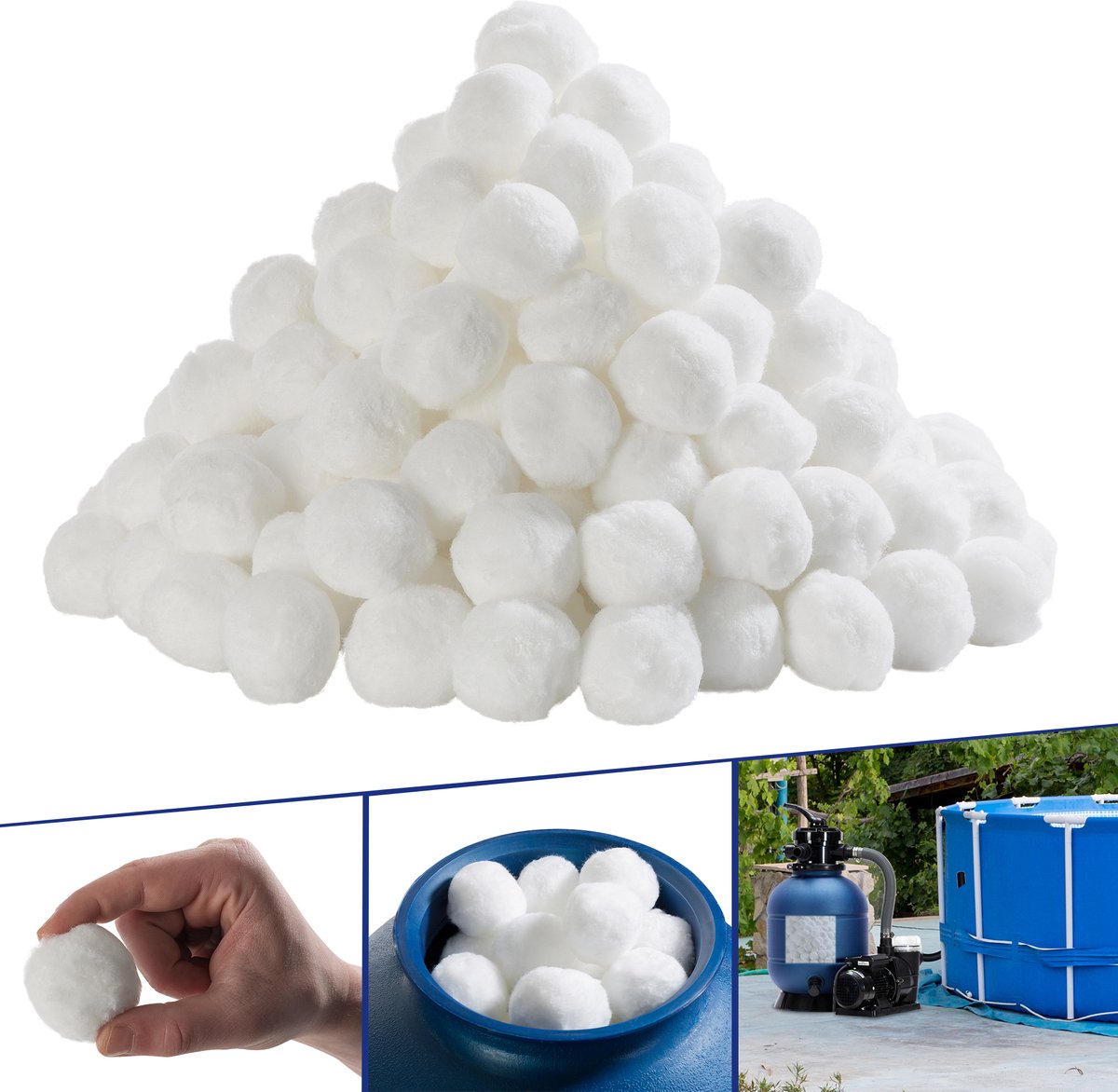 AREBOS Filterballen Filterkogels Zandfilter 700gr vervang 25 kg Filterzand Wit